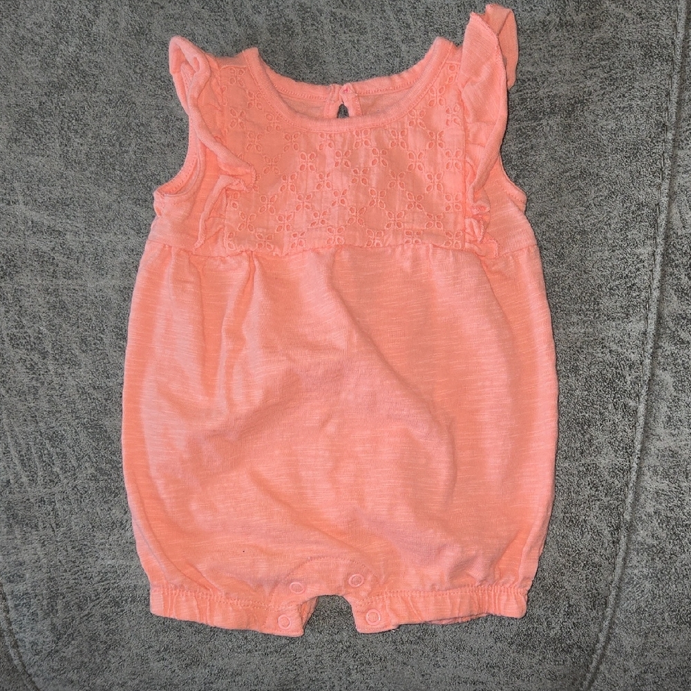 Carter's Coral Eyelet Baby Romper